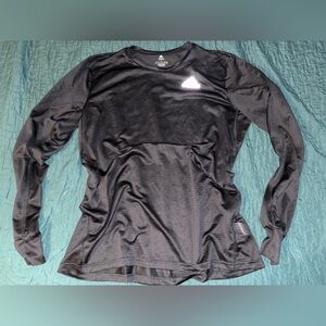 adidas Black Long-Sleeve Athletic Top with Reflective Logo